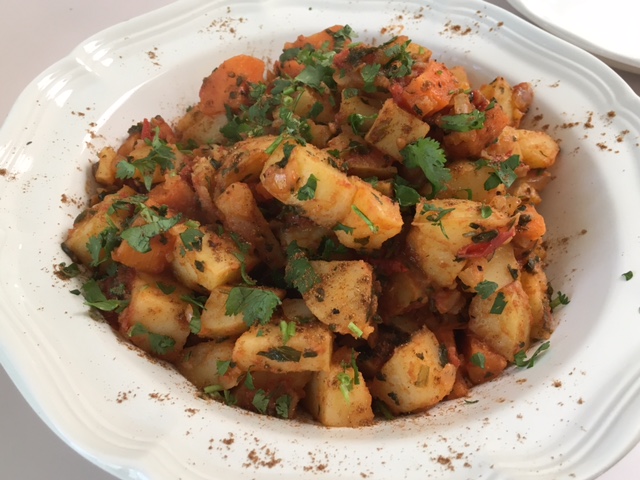 Indian Diced Potatoes with Onion and Tomatoes
