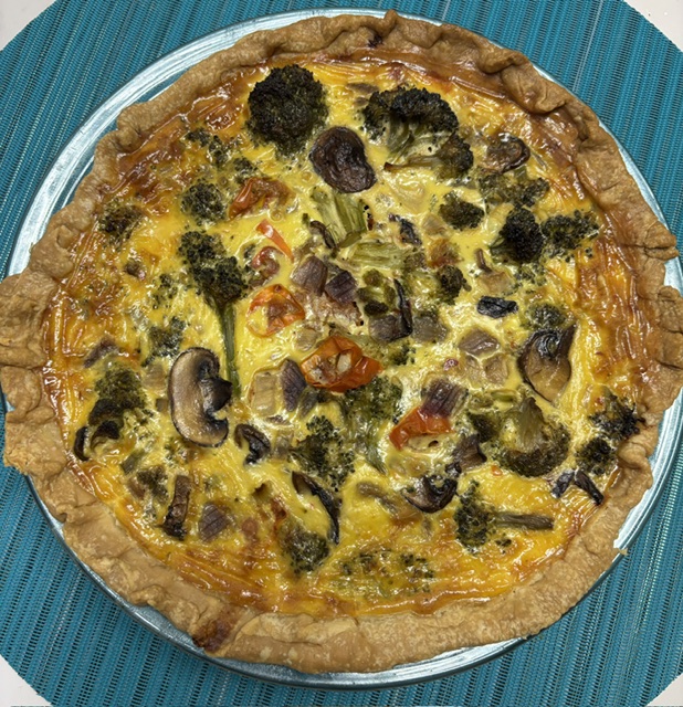 Veggie Mushroom Quiche with optional Red Pepper Relish
