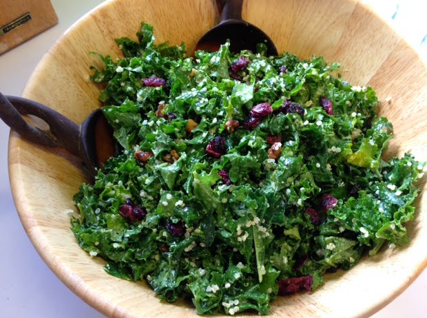 Kale Salad with Cranberry, Walnuts, & Quinoa