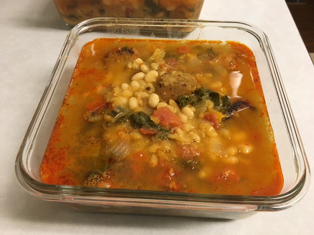 White Bean, Cabbage, and Chorizo Soup